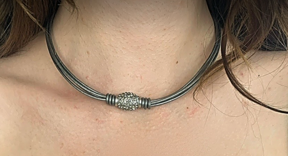 Grey Leather Knotted Chocker