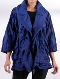 Dyed Cotton Silk Heavy Voile Wavy Tuck Cocoon Jacket