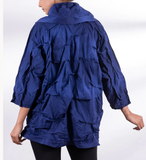 Dyed Cotton Silk Heavy Voile Wavy Tuck Cocoon Jacket