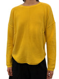 Cotton Cashmere Waffle Drop Shoulder Sweater
