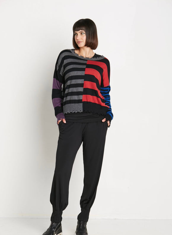 Crop V Stripes Sweater