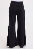 Carola Side-Tiered Wide-Leg Fleece Pant