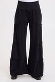 Carola Side-Tiered Wide-Leg Fleece Pant