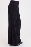 Carola Side-Tiered Wide-Leg Fleece Pant