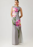 Gray Multi Flower Print Dress