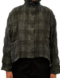 PLAID CROP MOCK JACKET