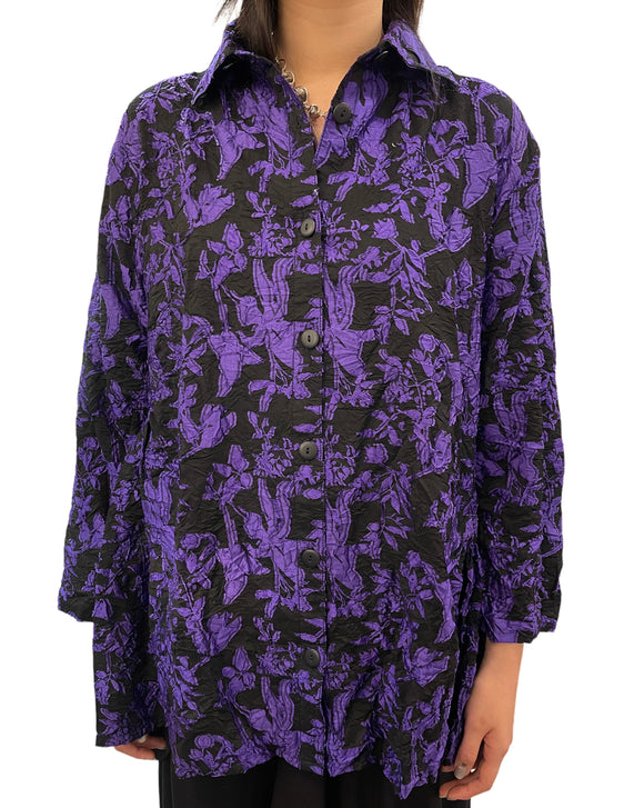 Black Purple Floral Side Tab Shirt