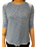 Crew Neck Ruched Sleeve Tee