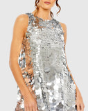 Sleeveless Paillette Sequin Trapeze Mini Dress