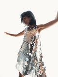 Sleeveless Paillette Sequin Trapeze Mini Dress