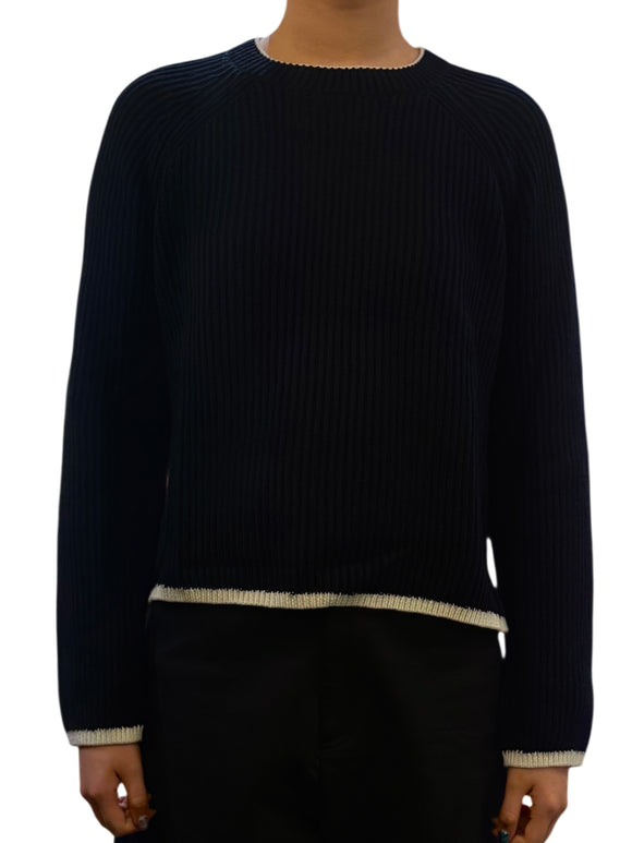 Contrast Trim Crew Neck Sweater