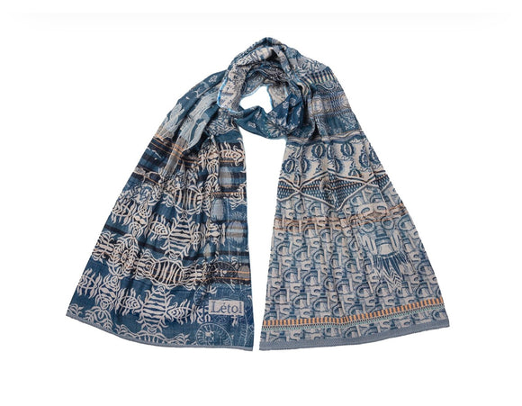 Indigo Chambray Off White Beige
