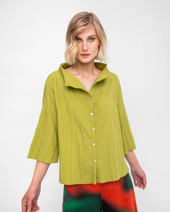 Olive Pleated Crinkle Funnel Top