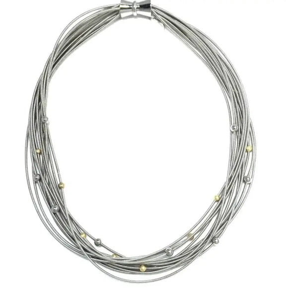 Piano Wire With Silver & Gold Beads