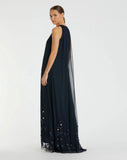 High Neck Floral Embellished Trapeze Gown
