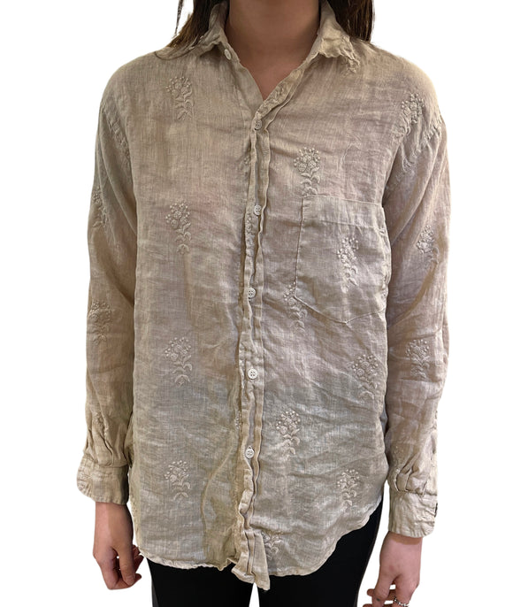 Joss Linen Embroidered Boyfriend Shirt