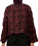 PLAID CROP MOCK JACKET