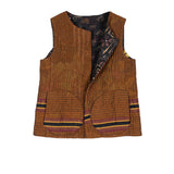 QUILTED VINTAGE COTTON KANTHA CREW NECK FITTED VEST