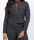 Gray Ponte Twill Jacket