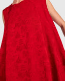 Red Jacquard Swing Dress
