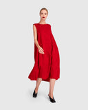 Red Jacquard Swing Dress