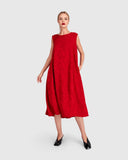 Red Jacquard Swing Dress