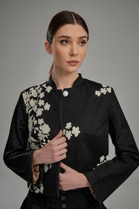 Black Jacket With Embroidered Flowers