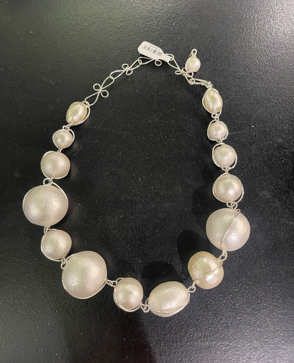 White Cotton Pearl Necklace