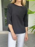 Crew Neck Ruched Sleeve Tee