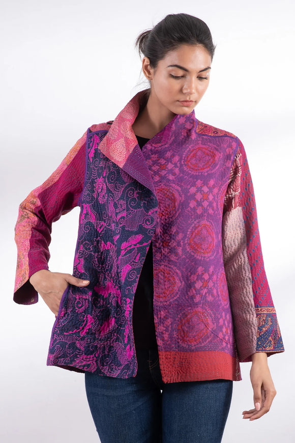 Jacquard Silk Kantha Short Jacket