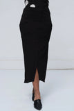 Black Cotton Lycra Skirt