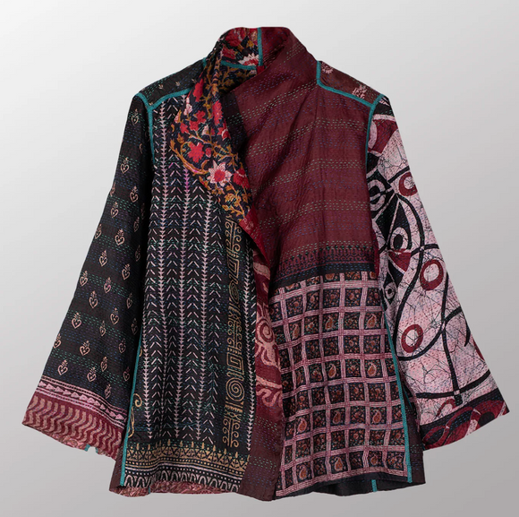 Vintage Silk Kantha Short Jacket