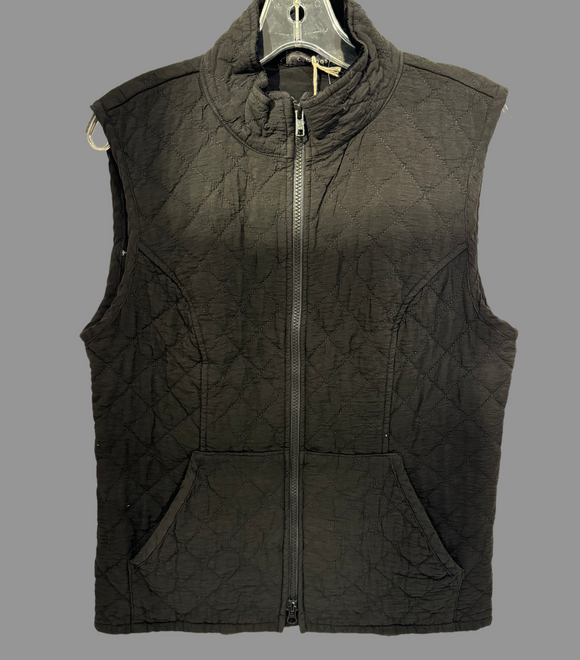 Zip Front Quilted Black Vest