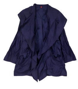 Dyed Cotton Silk Heavy Voile Wavy Tuck Cocoon Jacket