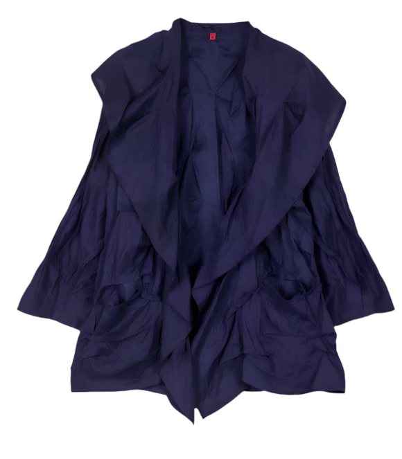 Dyed Cotton Silk Heavy Voile Wavy Tuck Cocoon Jacket