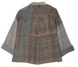 Frayed Patch Kantha Stand Collar Cropped JKT