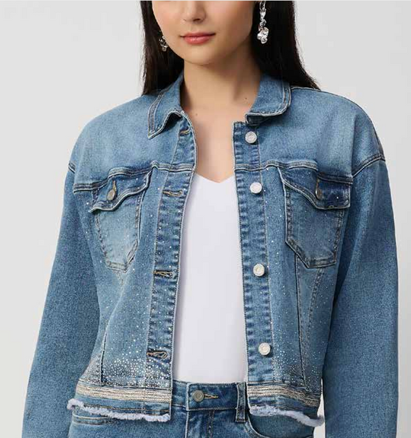 Stretch Denim Embroidered Jacket