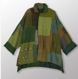 Frayed Patch Mix Kantha Oversized Mini Coat
