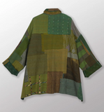 Frayed Patch Mix Kantha Oversized Mini Coat