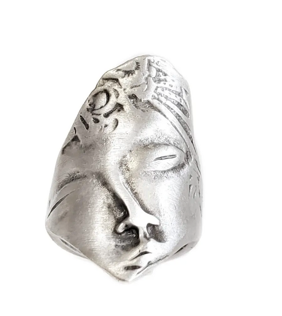 Handmade Face Brass Ring