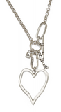 Handmade Big Heart Crystal Pewter Necklace