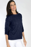 Ruched Sleeve Crew Neck