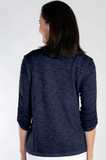Ruched Sleeve Crew Neck