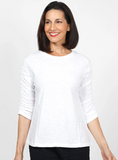 Ruched Sleeve Crew Neck
