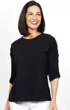 Ruched Sleeve Crew Neck