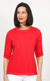Ruched Sleeve Crew Neck