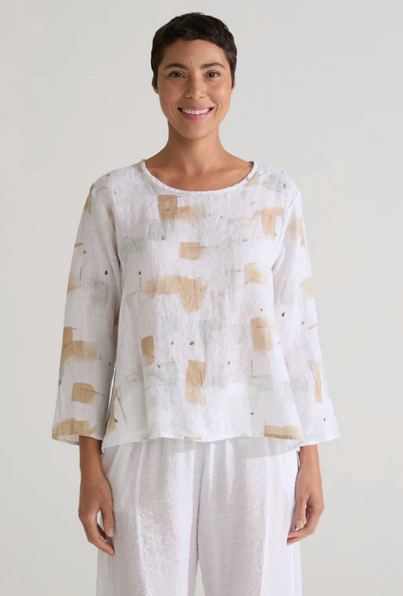 3/4SLEEVE SPLIT BACK TOP