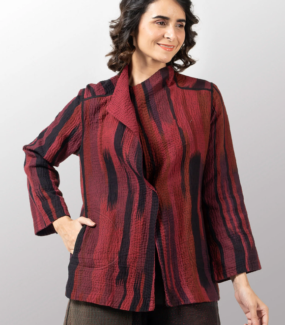 IKAT STRIPE KANTHA SHORT JACKET