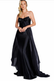 Black Strapless Chiffon Gown
