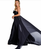 Black Strapless Chiffon Gown